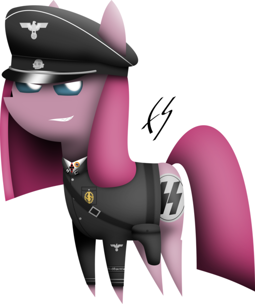 Size: 3500x4170 | Tagged: artist:facelesssoles, derpibooru import, nazi, pinkamena diane pie, pinkie pie, pointy ponies, safe, schutzstaffel, solo