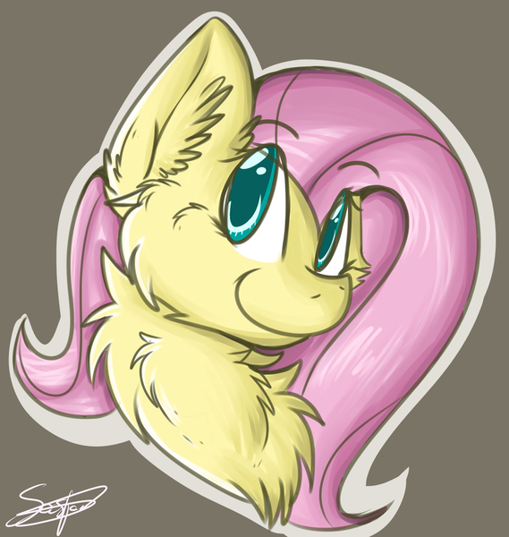 Size: 2169x2288 | Tagged: artist:umiko-tan, chest fluff, derpibooru import, ear fluff, fluffy, fluttershy, mugshot, portrait, safe, solo