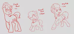 Size: 1211x561 | Tagged: safe, artist:invertigo, derpibooru import, oc, oc:chalk dust, oc:easy ride, oc:emerald jewel, unofficial characters only, pony, unicorn, colt quest, amulet, clothes, colt, female, jacket, male, mare, nervous, stallion, tongue out