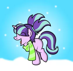 Size: 2056x1993 | Tagged: safe, artist:ideltavelocity, derpibooru import, starlight glimmer, pony, unicorn, clothes, cute, eyes closed, female, filly, filly starlight glimmer, glimmerbetes, happy, open mouth, scarf, snow, snowfall, solo, younger