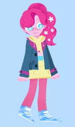 Size: 880x1500 | Tagged: safe, artist:magneticskye, derpibooru import, part of a set, pinkie pie, equestria girls, alternate hairstyle, clothes, cute, diapinkes, flower, flower in hair, lineless, simple background, solo, white pupils