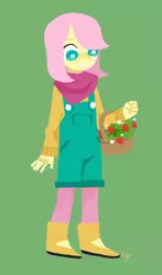 Size: 880x1500 | Tagged: safe, artist:magneticskye, derpibooru import, part of a set, fluttershy, equestria girls, alternate hairstyle, basket, basket of flowers, clothes, flower, jumper, lineless, simple background, solo, sweater, sweatershy