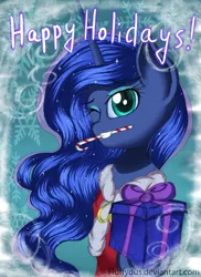 Size: 1636x2248 | Tagged: artist:fluffydus, candy, candy cane, christmas, derpibooru import, food, princess luna, safe, solo