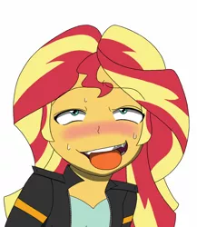 Size: 1112x1280 | Tagged: suggestive, artist:blondenobody, derpibooru import, sunset shimmer, equestria girls, ahegao, ahegaokin, blushing, female, solo, solo female