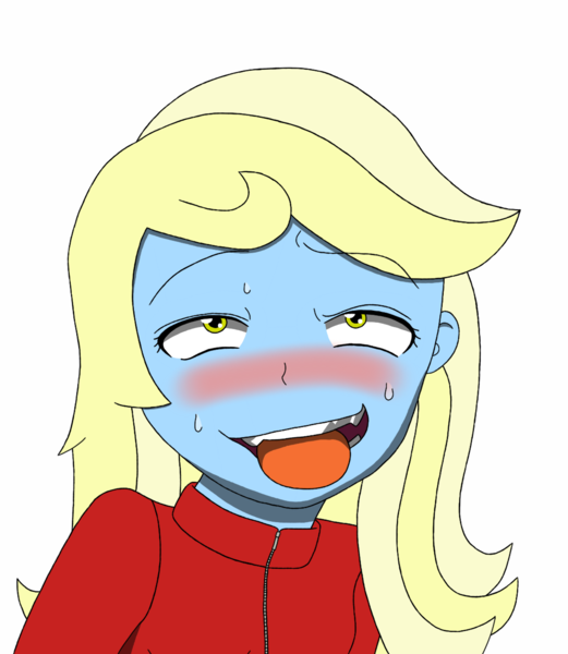 Size: 1112x1280 | Tagged: suggestive, artist:blondenobody, derpibooru import, oc, oc:skydiver, unofficial characters only, equestria girls, ahegao, ahegaokin, blushing, female, scary, solo, solo female, sweat