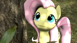 Size: 1920x1080 | Tagged: 3d, artist:twijybe, cute, derpibooru import, fluttershy, safe, solo, source filmmaker, tree