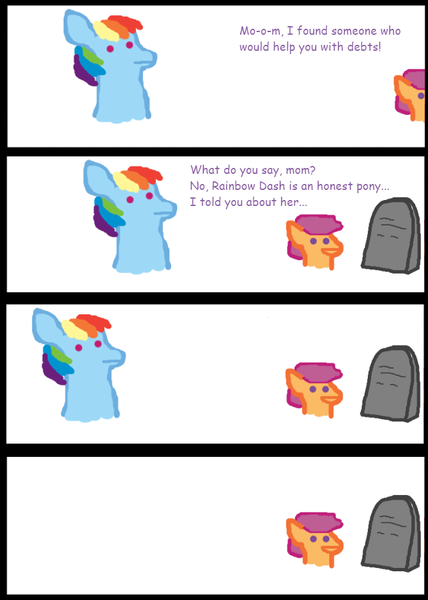 Size: 640x897 | Tagged: comic, comic sans, derpibooru import, gravestone, rainbow dash, safe, scootaloo