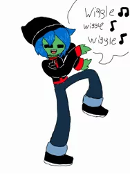 Size: 960x1280 | Tagged: safe, artist:chillywilly, derpibooru import, oc, oc:chilly willy, unofficial characters only, equestria girls, beanie, dancing, earbuds, hat, music player, singing