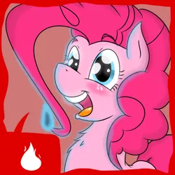 Size: 900x900 | Tagged: artist:askpinkiepyro, artist:hellhounds04, cute, derpibooru import, fire, pinkie pie, pinkie pyro, safe, smiling, solo, team fortress 2