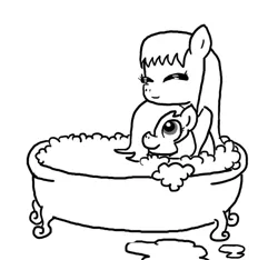 Size: 640x600 | Tagged: safe, artist:ficficponyfic, derpibooru import, oc, oc:emerald jewel, oc:hope blossoms, unofficial characters only, pony, colt quest, bath, bathing, bathroom, bathtub, bubble, bubble bath, claw foot bathtub, colt, cute, cyoa, explicit source, female, foal, happy, hug, male, mare, soap, soap bubble, story included
