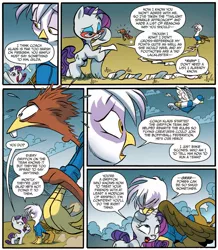 Size: 1319x1514 | Tagged: safe, artist:jay fosgitt, derpibooru import, idw, coach klaus, firegem, gilda, rarity, gryphon, spoiler:comic, spoiler:comicff24