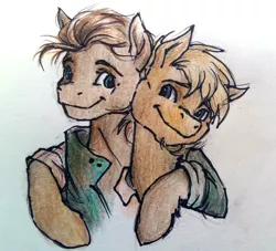 Size: 2475x2250 | Tagged: artist:buttersprinkle, crossover, derpibooru import, miles upshur, outlast, outlast: whistleblower, ponified, safe, traditional art, waylon park