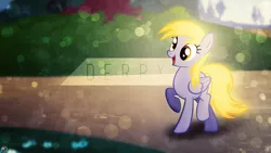 Size: 1920x1080 | Tagged: safe, artist:dj-applej-sound, artist:kinetic-arts, artist:nabbiekitty, derpibooru import, derpy hooves, pegasus, pony, collaboration, female, happy, mare, solo, vector, wallpaper