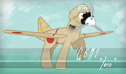 Size: 2000x1183 | Tagged: safe, artist:steamraid, derpibooru import, original species, plane pony, pony, japanese, mitsubishi a6m zero, plane, roundel, world war ii