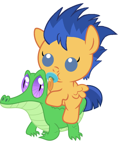 Size: 936x1067 | Tagged: safe, artist:red4567, derpibooru import, flash sentry, gummy, pony, baby, baby pony, colt, cute, diasentres, pacifier, ponies riding gators, recolor