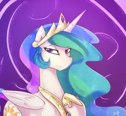 Size: 1200x1098 | Tagged: safe, artist:dragk, derpibooru import, princess celestia, alicorn, pony, bedroom eyes, female, looking at you, mare, raised hoof, smiling, solo