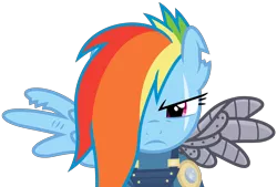 Size: 8999x6098 | Tagged: absurd resolution, alternate timeline, amputee, apocalypse dash, artist:korsoo, augmented, clothes, crystal war timeline, derpibooru import, inkscape, prosthetic limb, prosthetics, prosthetic wing, rainbow dash, safe, scar, simple background, solo, .svg available, the cutie re-mark, torn ear, transparent background, vector