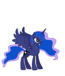 Size: 1065x1250 | Tagged: safe, artist:n238900, derpibooru import, princess luna, queen chrysalis, alicorn, changeling, pony, animated, changelingified, character to character, clothes, costume, female, missing accessory, morph, morphing, pony to pony, shrinking, simple background, solo, species swap, this explains everything, transformation, vector, white background