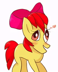 Size: 600x750 | Tagged: safe, artist:joycall6, derpibooru import, apple bloom, earth pony, pony, female, filly, heart, quality, rosek bloom, simple background, solo, wat, white background