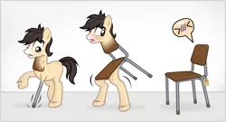 Size: 6320x3410 | Tagged: safe, artist:icaron, derpibooru import, oc, oc:inanimax, unofficial characters only, earth pony, pony, absurd resolution, chair, chair transformation, furniture, i have no mouth and i must scream, inanimate tf, objectification, price tag, show accurate, solo, story included, transformation, transformation sequence