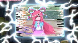 Size: 1280x715 | Tagged: safe, artist:pika-chany, derpibooru import, pinkie pie, human, equestria girls, computer, crossover, error, giffany, glitch, gravity falls, pinkamena diane pie, solo, soos and the real girl