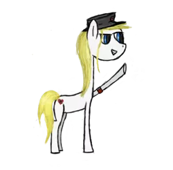 Size: 478x471 | Tagged: safe, artist:the claud, derpibooru import, oc, oc:aryanne, unofficial characters only, earth pony, pony, backwards swastika, female, hat, heart, heil, nazi, smiling, solo, standing, swastika