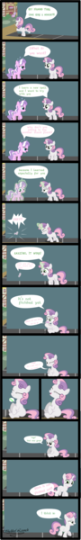 Size: 1032x6889 | Tagged: questionable, artist:shelikof launch, derpibooru import, diamond tiara, sweetie belle, pony, unicorn, comic, fetish, filly, magic, micro, open mouth, ponyville, show accurate, show accurate porn, shrinking, shrunk, stomach noise, swallowing, sweetiepred, texto, throat bulge, vore