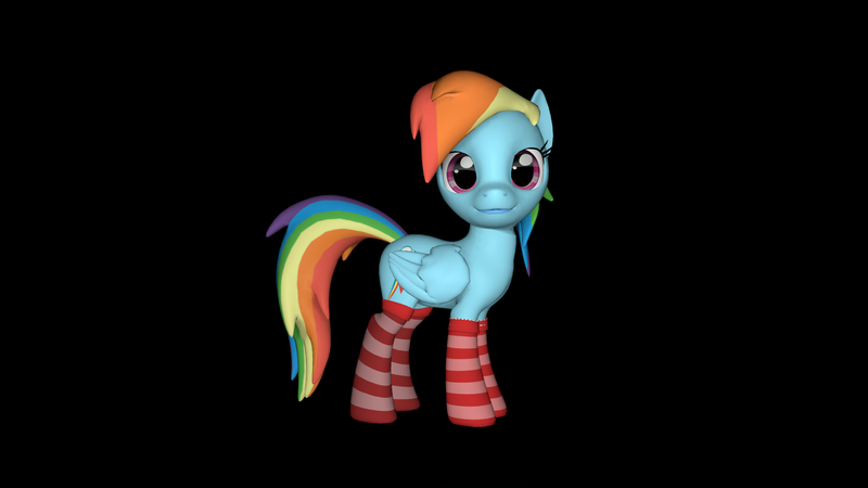 Size: 1920x1080 | Tagged: safe, artist:yellencandy, derpibooru import, rainbow dash, pony, 3d, clothes, socks, solo, source filmmaker, striped socks