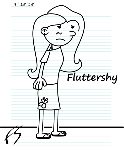 Size: 5100x6200 | Tagged: absurd resolution, artist:facelesssoles, derpibooru import, diary of a wimpy kid, fluttershy, human, humanized, lined paper, monochrome, safe, solo, style emulation, wimp