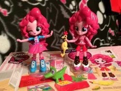 Size: 1024x768 | Tagged: safe, derpibooru import, boneless, gummy, pinkie pie, equestria girls, clothes, doll, equestria girls minis, irl, pajamas, photo, skirt, toy