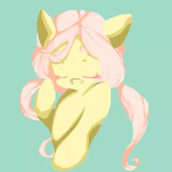 Size: 1000x1000 | Tagged: safe, artist:plushminky, derpibooru import, fluttershy, pegasus, pony, alternate hairstyle, bust, eyebrows, eyes closed, lineless, portrait, simple background, solo