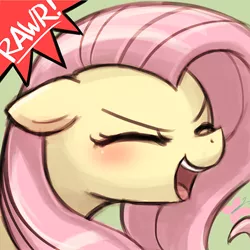 Size: 500x500 | Tagged: safe, artist:lumineko, derpibooru import, part of a set, fluttershy, pony, avatar, cute, eyes closed, female, flutteryay, lumineko is trying to murder us, mare, open mouth, rawr, rawrvatar, shyabetes, solo, yay