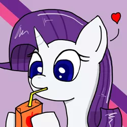 Size: 1000x1000 | Tagged: artist:mister-true, askfillyrarity, derpibooru import, filly, food, juice, juice box, rarity, safe, solo