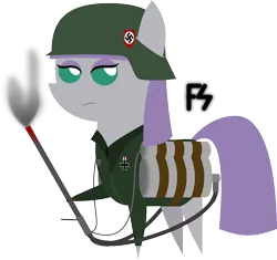 Size: 5500x5170 | Tagged: absurd resolution, artist:facelesssoles, derpibooru import, flamethrower, flammenwerfer, maud pie, nazi, pointy ponies, safe, solo, swastika, weapon