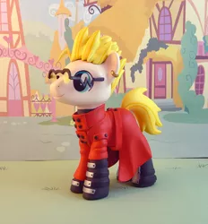 Size: 834x900 | Tagged: artist:krowzivitch, clothes, coat, craft, derpibooru import, earring, figurine, glasses, photo, piercing, ponified, safe, sculpture, solo, traditional art, trigun, vash the stampede