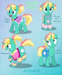 Size: 699x845 | Tagged: safe, artist:brianblackberry, derpibooru import, oc, oc:sunrise beach, unofficial characters only, pony, unicorn, bottomless, braces, clothes, leg warmers, partial nudity, saddle bag, scarf, solo