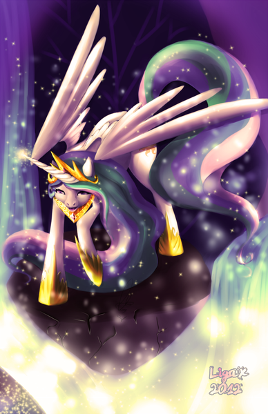 Size: 944x1461 | Tagged: safe, artist:ligax, derpibooru import, princess celestia, solo