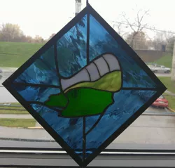 Size: 3124x2987 | Tagged: artist:tjglass, cutie mark, derpibooru import, irl, oc, oc:chemical spill, photo, photo craft, photo traditional art, safe, stained glass, stained glass (irl), unofficial characters only