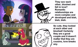 Size: 947x576 | Tagged: safe, derpibooru import, big macintosh, flash sentry, marble pie, twilight sparkle, equestria girls, double standard, fandom, female, flashlight, hypocrisy, ironic, male, marblemac, meme, op started shit, rage face, shipping, straight