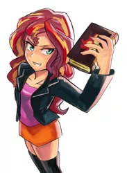 Size: 400x546 | Tagged: safe, artist:tzc, derpibooru import, sunset shimmer, equestria girls, book, journey book, solo