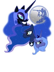 Size: 2400x3200 | Tagged: artist:sirhcx, derpibooru import, duality, lunar trinity, mare in the moon, moon, nightmare moon, princess luna, s1 luna, safe, three wolf moon