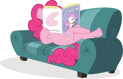 Size: 15538x10000 | Tagged: absurd resolution, artist:antoxa2584, couch, derpibooru import, magazine, one bad apple, pinkie pie, safe, simple background, solo, transparent background, vector