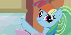 Size: 1861x926 | Tagged: alternate hairstyle, artist:faic dashie, derpibooru import, edit, edited screencap, face swap, faic, manebow sparkle, mane swap, rainbow dash, safe, screencap, smirk, solo, the lost treasure of griffonstone, twiface, wrong neighborhood