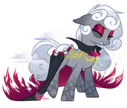 Size: 1023x866 | Tagged: artist:jojuki-chan, clothes, derpibooru import, dress, eyes closed, eyeshadow, fangs, floppy ears, makeup, oc, original species, pond pony, raised leg, safe, solo, unofficial characters only, vampire, vampony