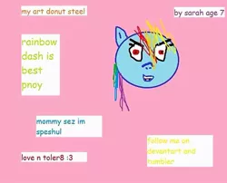 Size: 821x663 | Tagged: 1000 hours in ms paint, background pony strikes again, comic sans, crappy art, derpibooru import, downvote bait, grammar error, ms paint, parody fail, quality, rainbow dash, safe, stylistic suck, tumblr