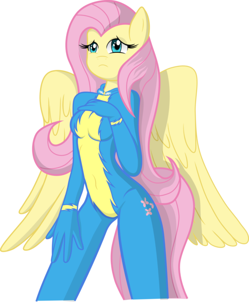 Size: 2408x2922 | Tagged: anthro, artist:thedarknimbus, derpibooru import, fluttershy, safe, simple background, solo, transparent background, wonderbolts uniform, wondershy