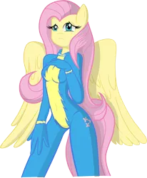 Size: 2408x2922 | Tagged: anthro, artist:thedarknimbus, derpibooru import, fluttershy, safe, simple background, solo, transparent background, wonderbolts uniform, wondershy