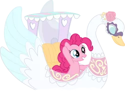 Size: 4836x3498 | Tagged: artist:shutterflyeqd, derpibooru import, pinkie pie, safe, season 6, simple background, solo, spoiler:s06, swan, swan boat, the gift of the maud pie, transparent background, vector