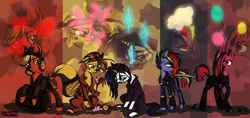 Size: 1024x485 | Tagged: alternate timeline, apinkalypse pie, apocalypse dash, applecalypsejack, applejack, artist:lil-ajah, crystal war timeline, cutie mark, derpibooru import, fluttershy, pinkamena diane pie, pinkie pie, rainbow dash, rarity, rarity the riveter, safe, the cutie re-mark