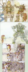 Size: 1280x3258 | Tagged: safe, artist:meiyeezhu, derpibooru import, sunset shimmer, robot, equestria girls, friendship games, anime, bandage, battle suit, bonk, bump, chains, comic, controller, crossover, desert, destruction, disappointed, disapproval, engineer, epic fail, error, experiment, fail, failure, fanart, force field, frustrated, funny, giant robot, head injury, hilarious, hooks, huge, humanized, humanized ponified human, injured, ipad, mech, mechanic, ogre titan, old master q, oops, ouch, parody, punch, science, scientist, scrap metal, sledgehammer, sunset the science gal, sunset welder, titanfall, traditional art, welder, welding, whoops, wrench, zoomlift